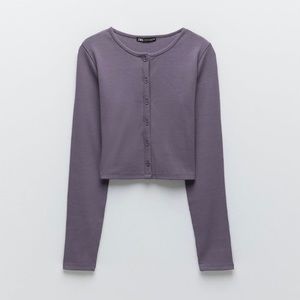 NWOT Purple Zara Ribbed Cardigan. Size Small.